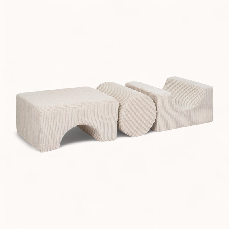 bloc de motricité bébé en velours côtelé beige