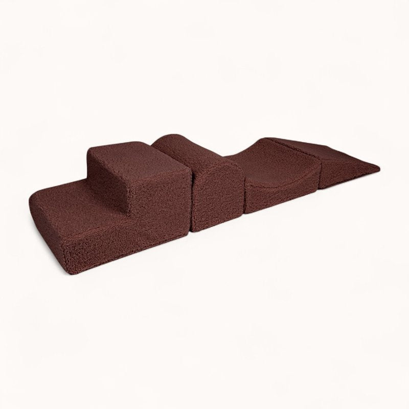 bloc mousse motricité bébé en tissu bouclette terracotta