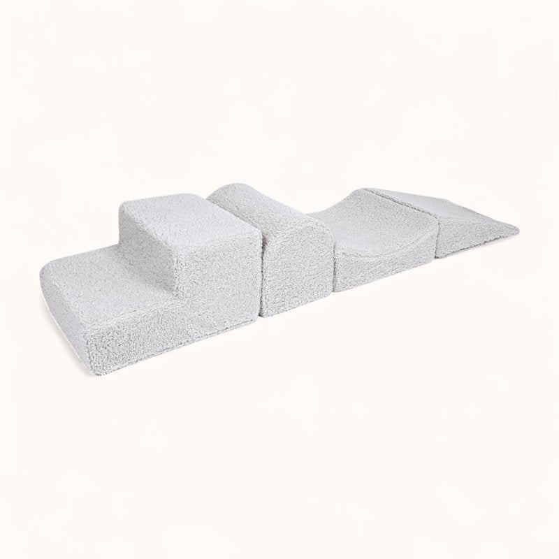 bloc mousse motricité bébé en tissu bouclette blanc