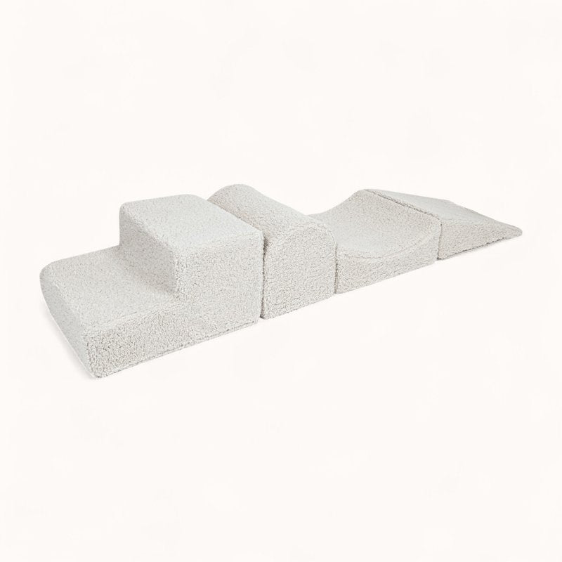 bloc mousse motricité bébé en tissu bouclette beige