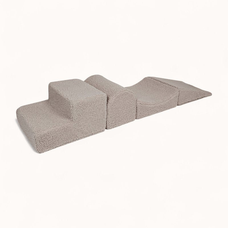 bloc mousse motricité bébé en tissu bouclette greige