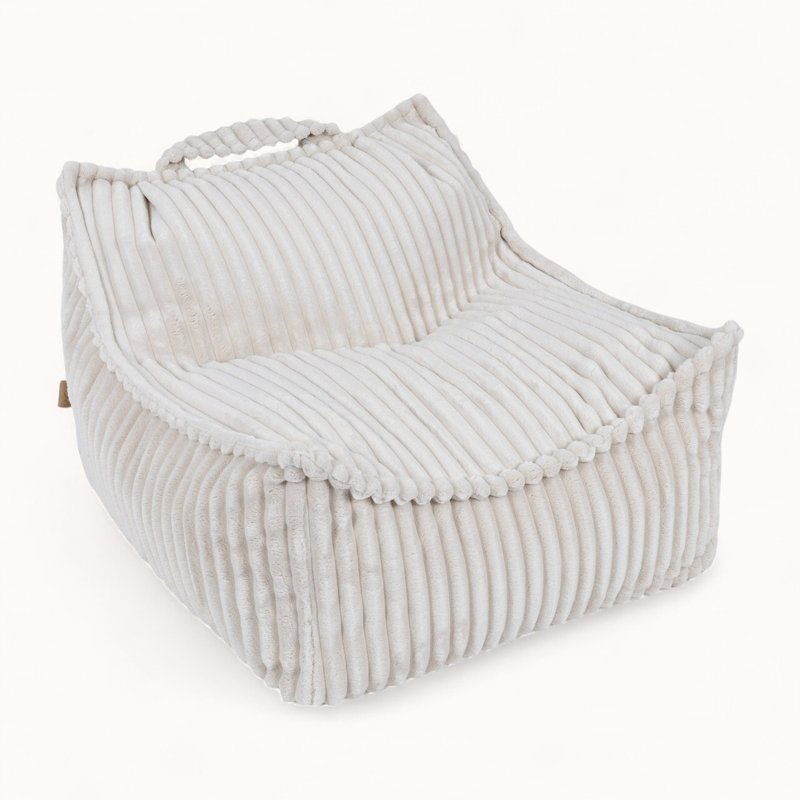coussin pouf pour enfant en velours peluche blanc crème