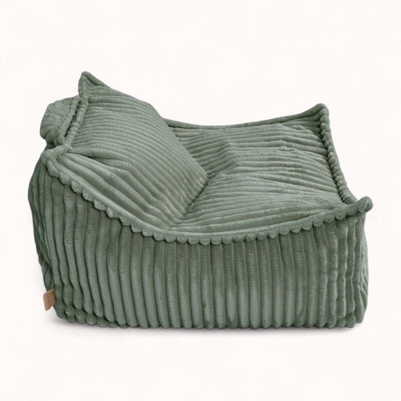 coussin pouf pour enfant en velours peluche vert sauge