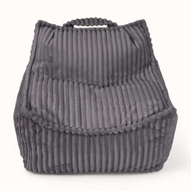 coussin pouf pour enfant en velours peluche gris anthracite
