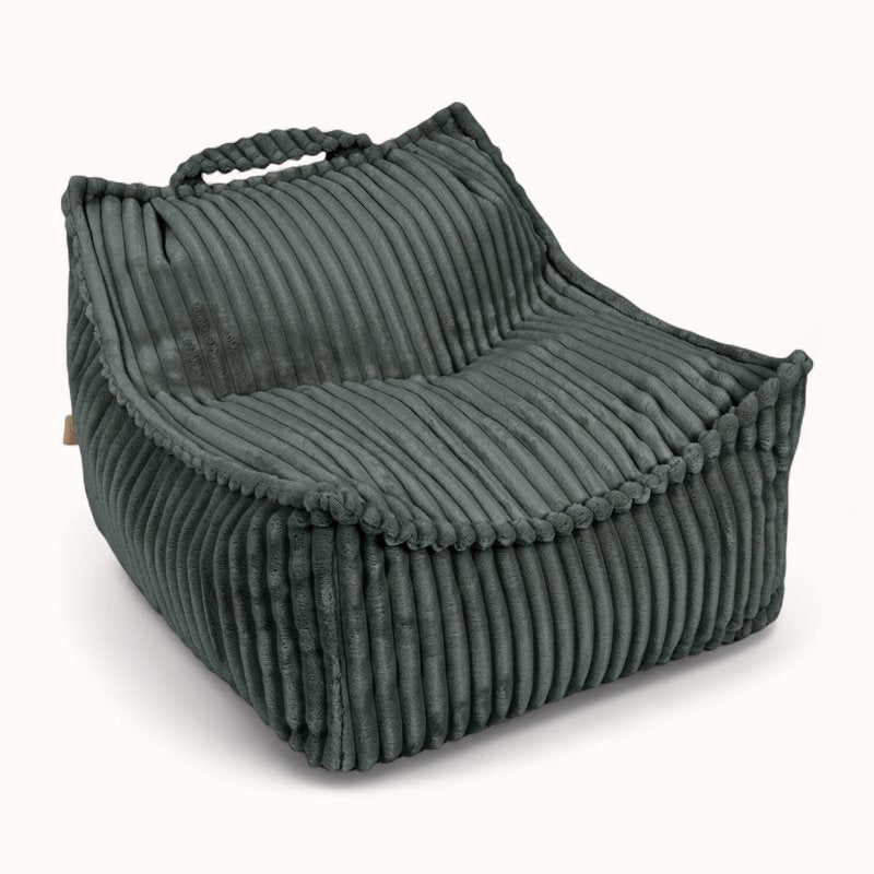 coussin pouf pour enfant en velours peluche vert forêt