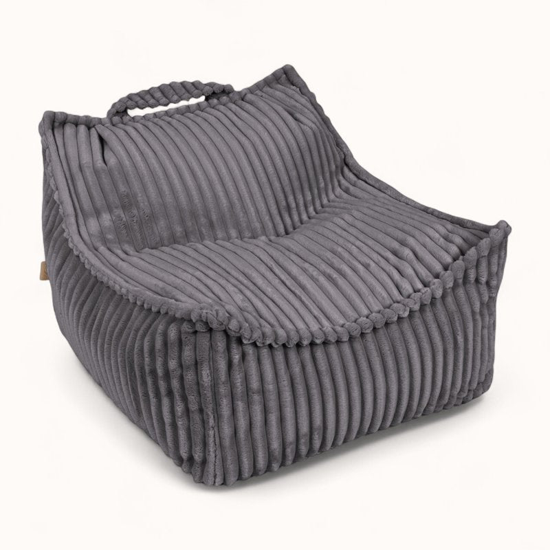coussin pouf pour enfant en velours peluche gris anthracite