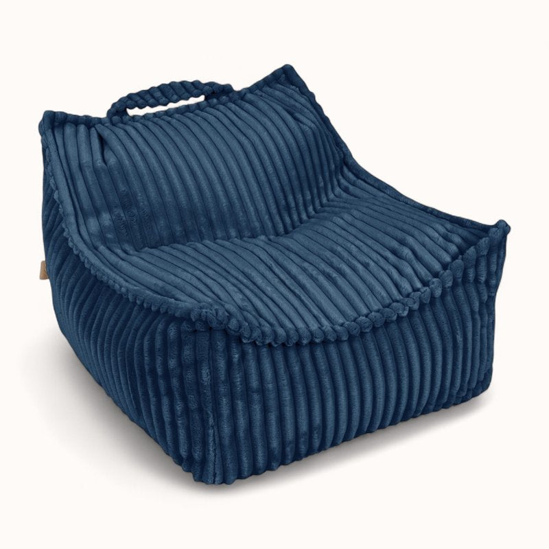 coussin pouf pour enfant en velours peluche bleu nuit