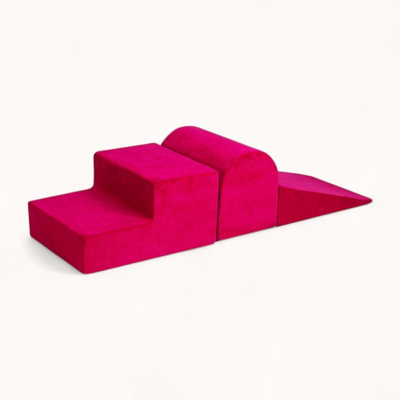 parcours de motricité bébé 1 an en velours rose fushia