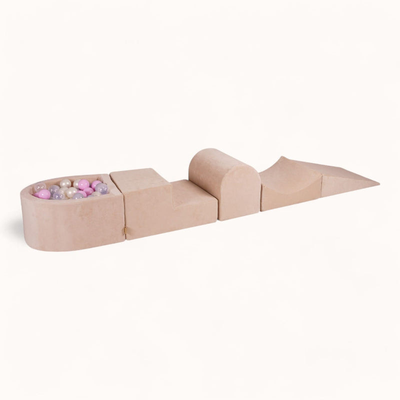 parcours d'équilibre enfant en velours beige