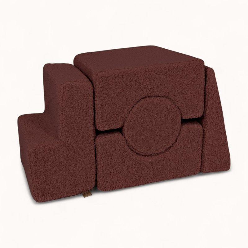 parcours moteur bébé enfant en tissu bouclette terracotta