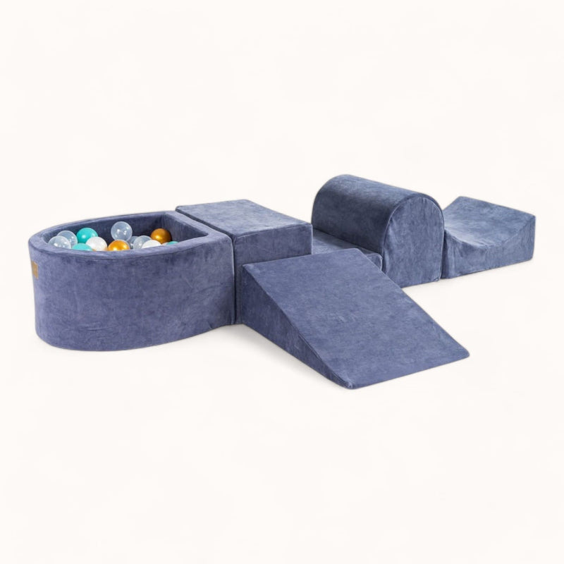 parcours motricité enfant 2 ans en velours bleu