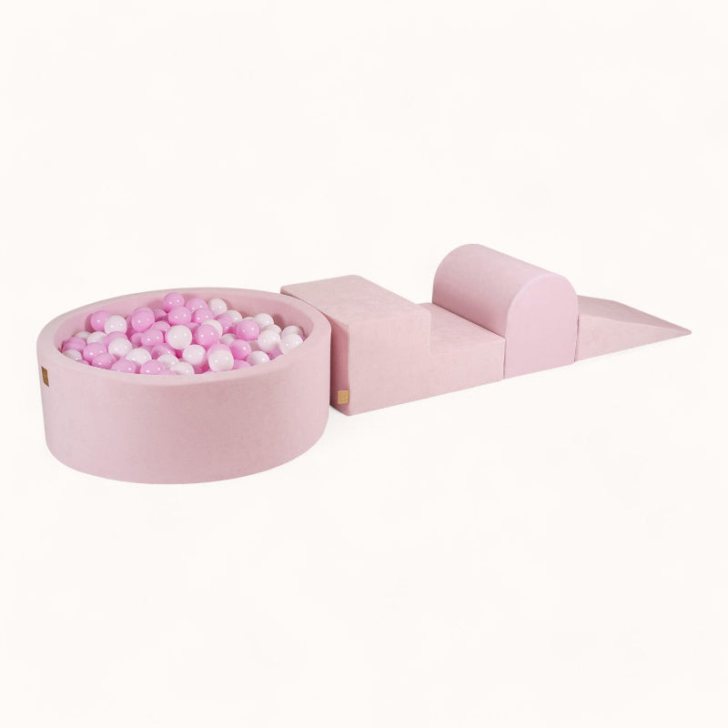 parcours de motricité enfant intérieur en velours rose