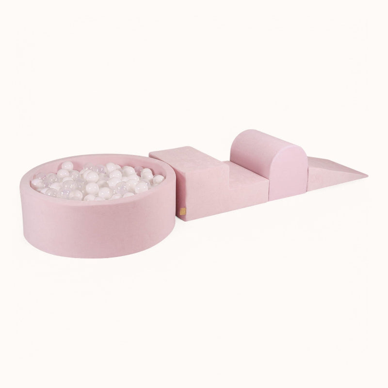 parcours de motricité enfant intérieur en velours rose