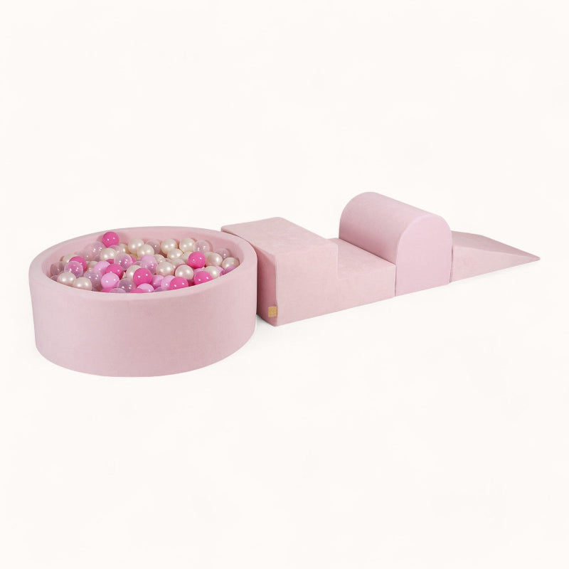 parcours de motricité enfant intérieur en velours rose