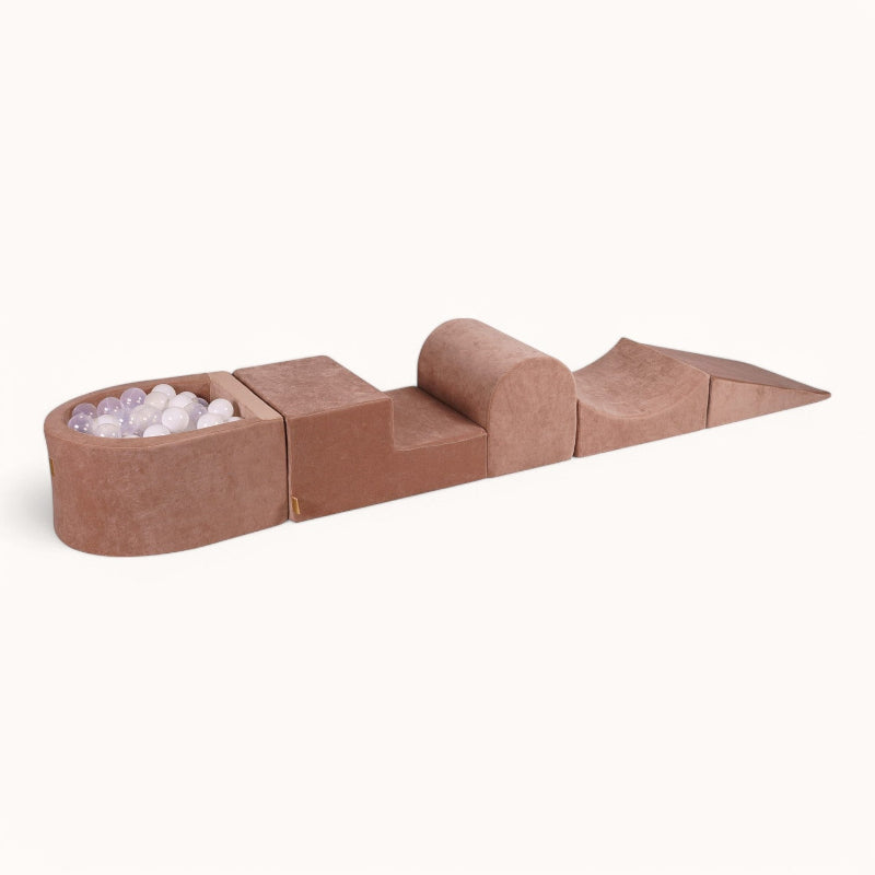 parcours de motricité mousse pour bébé en velours marron
