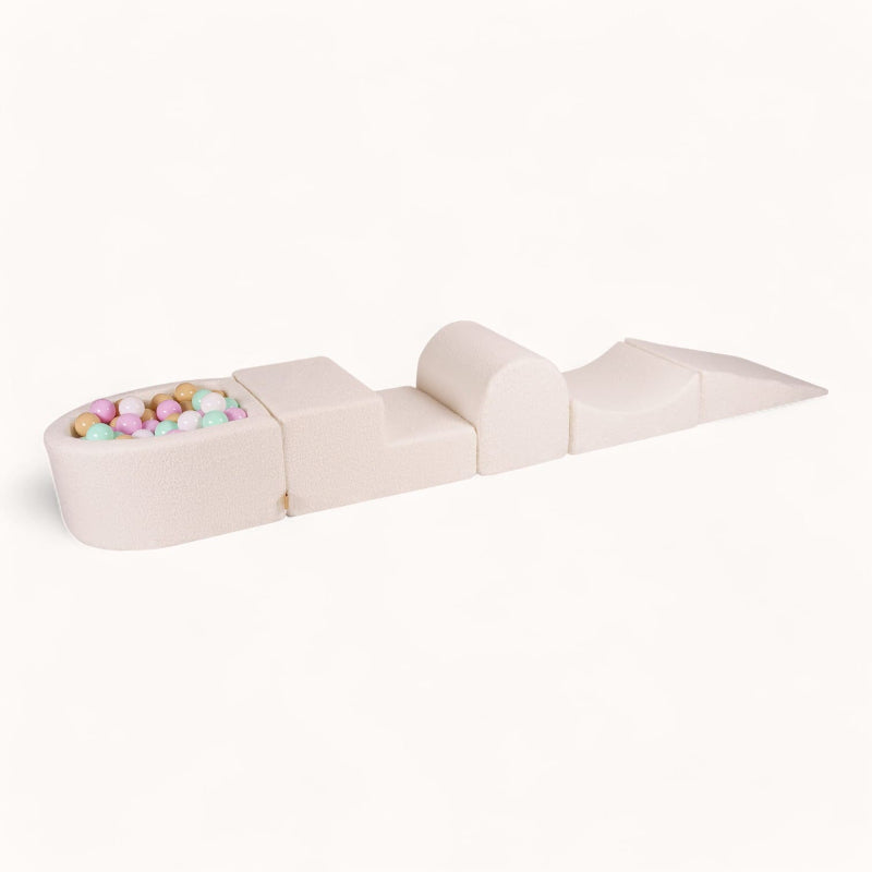 parcours psychomoteur en tissu bouclette blanc