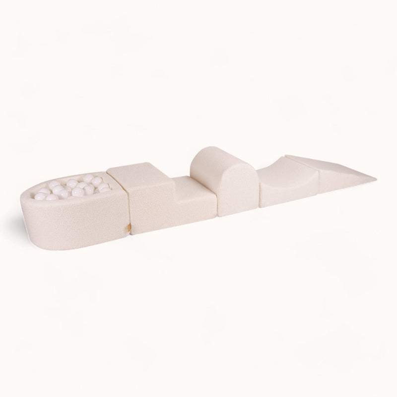 parcours psychomoteur en tissu bouclette blanc