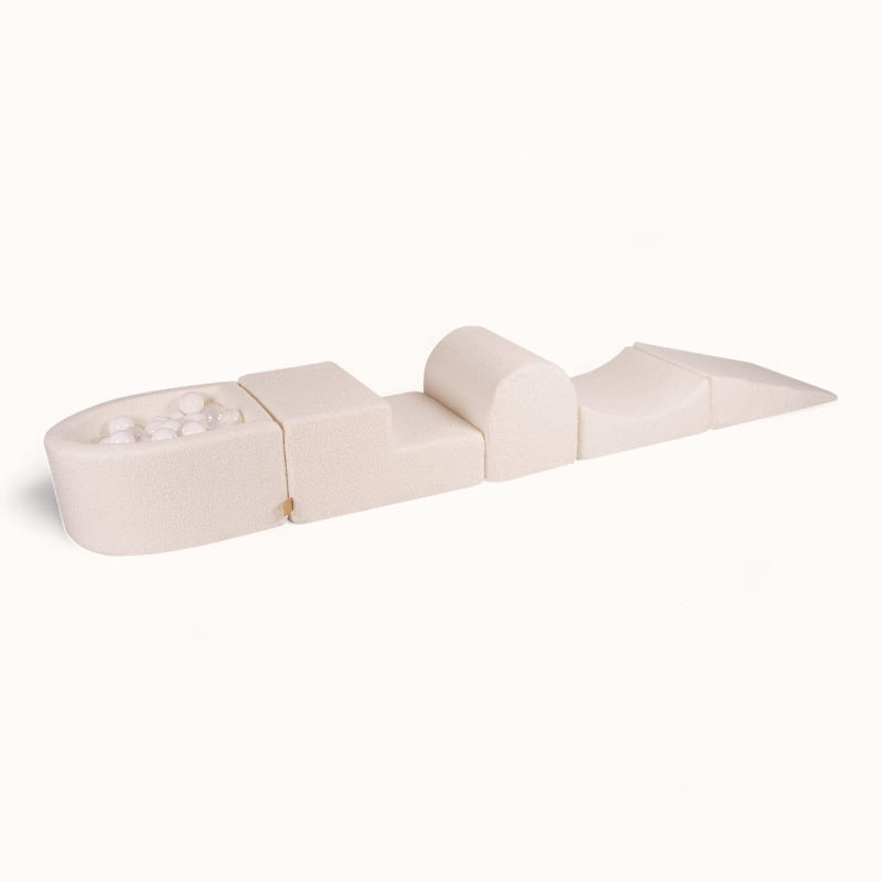 parcours psychomoteur en tissu bouclette blanc