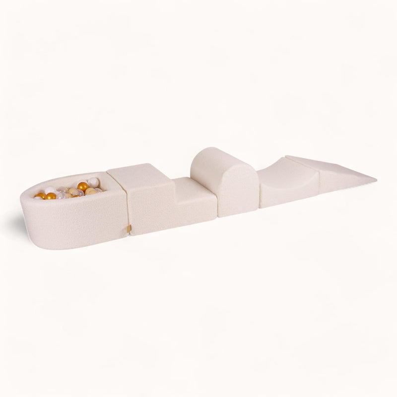parcours psychomoteur en tissu bouclette blanc