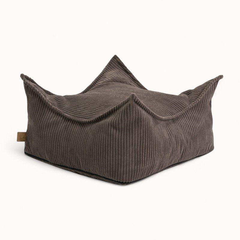 Petit Pouf pour Enfant en Velours Côtelé marron