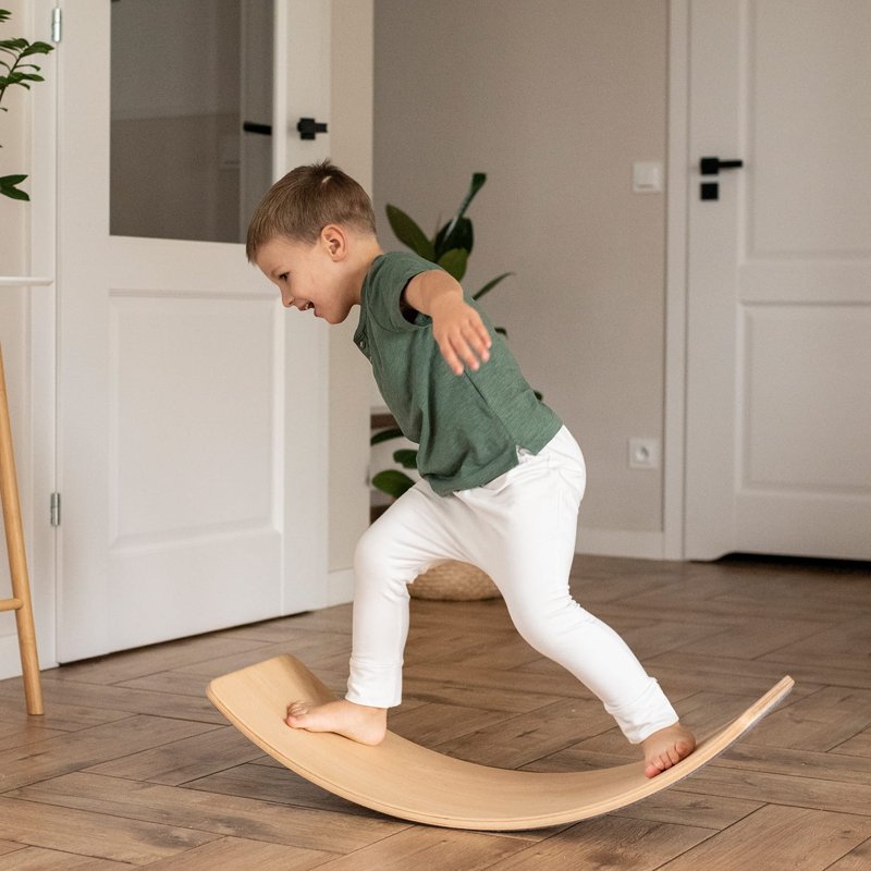 Planche d'Équilibre Bois Montessori Feutrine Bleu