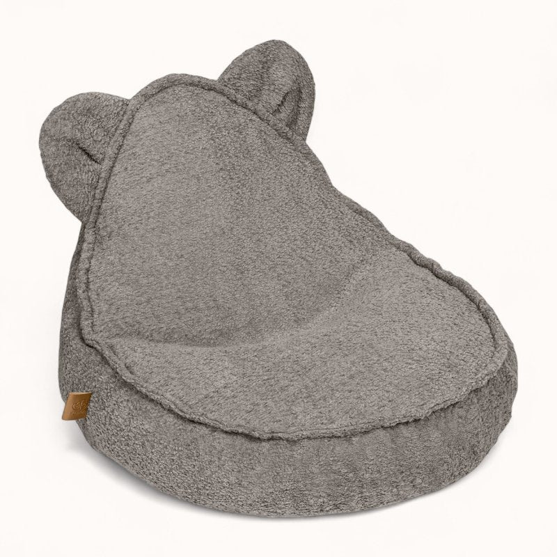 Pouf Animaux Enfant Ours en Tissu Bouclette gris