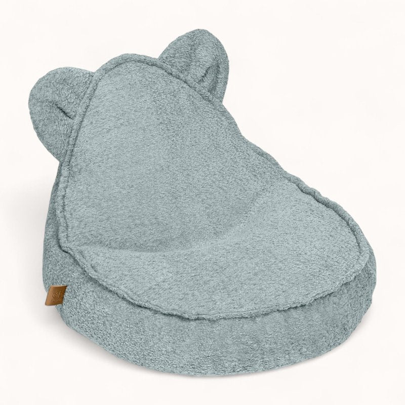Pouf Animaux Enfant Ours en Tissu Bouclette bleu