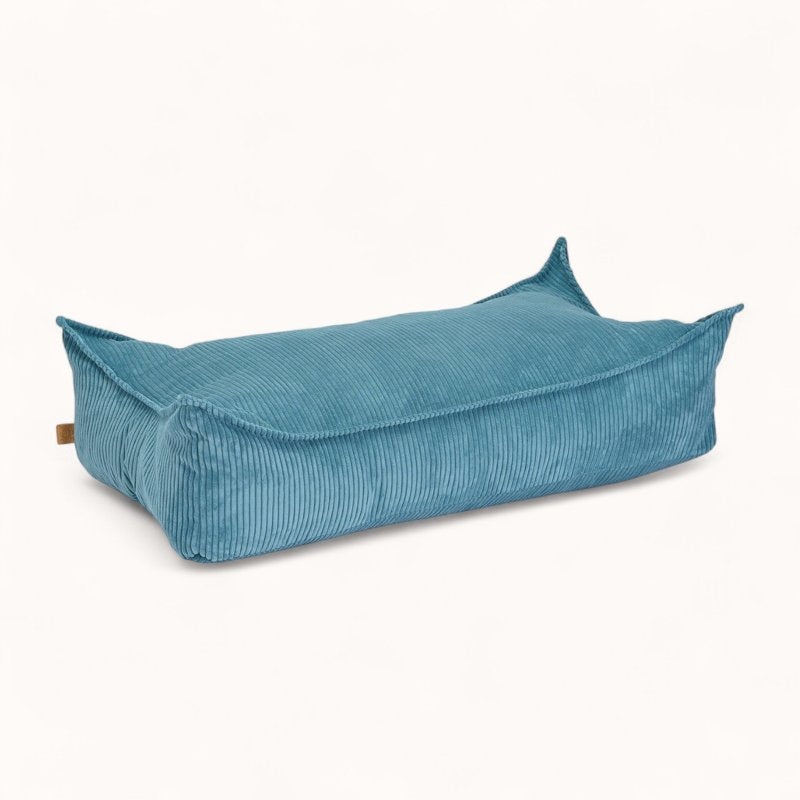 Pouf Lit pour Enfant en Velours Côtelé bleu