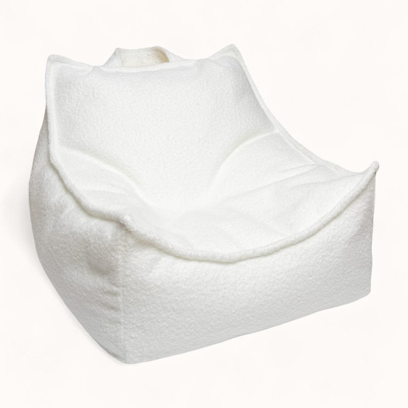 Pouf Moelleux pour Enfant en Tissu Bouclette blanc