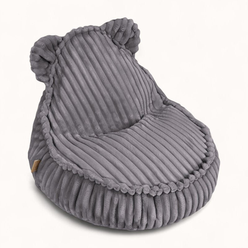 Pouf Peluche pour Enfant en Velours Boudoir gris anthracite