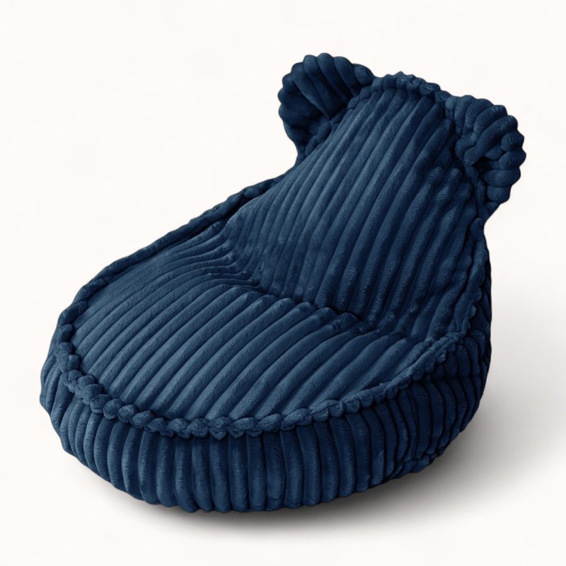 Pouf Peluche pour Enfant en Velours Boudoir bleu nuit