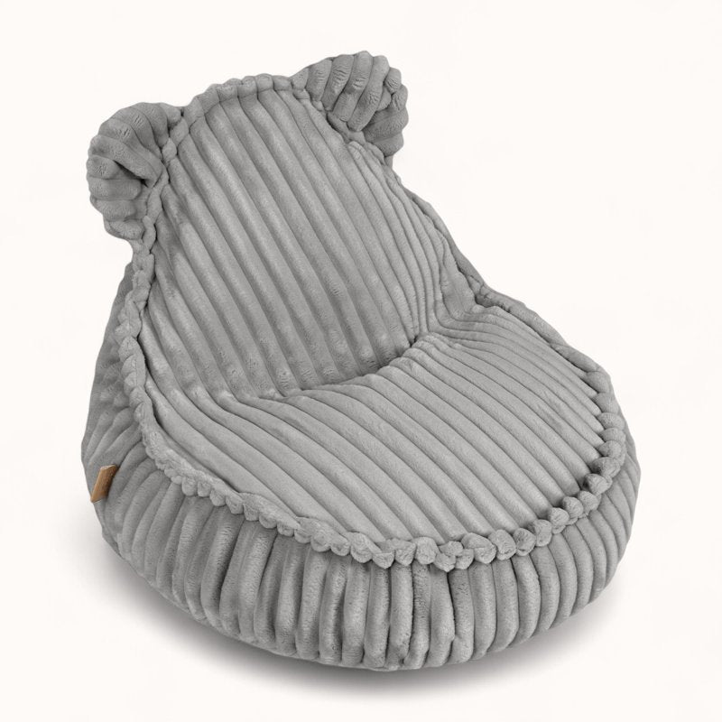 Pouf Peluche pour Enfant en Velours Boudoir gris perle