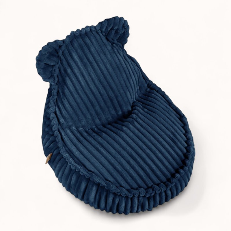 Pouf Peluche pour Enfant en Velours Boudoir bleu nuit