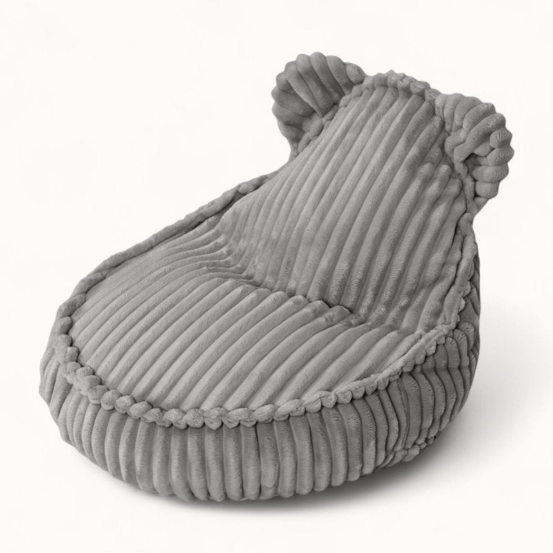 Pouf Peluche pour Enfant en Velours Boudoir gris perle
