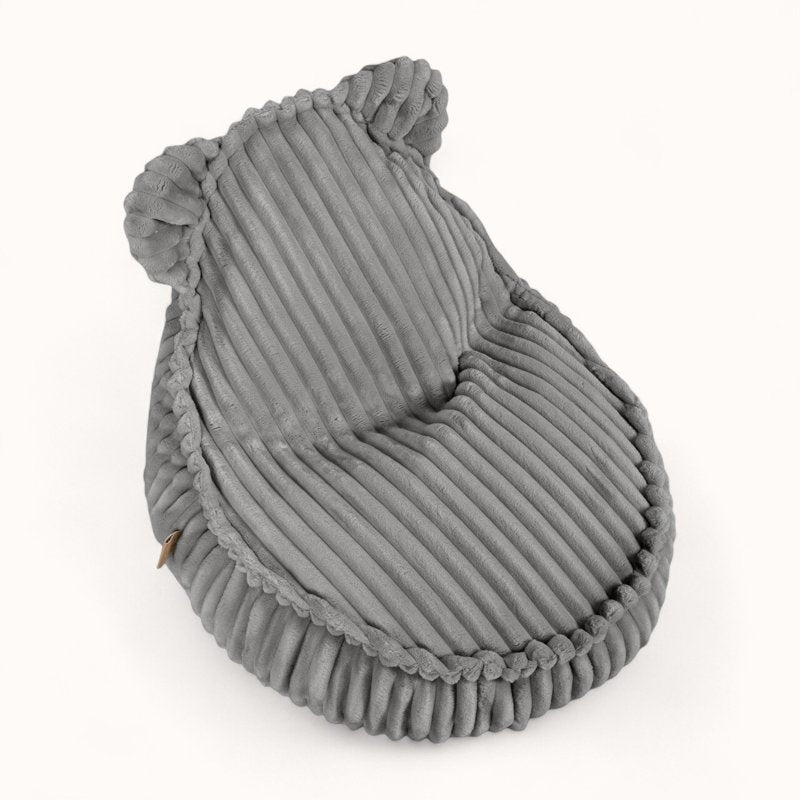 Pouf Peluche pour Enfant en Velours Boudoir gris perle