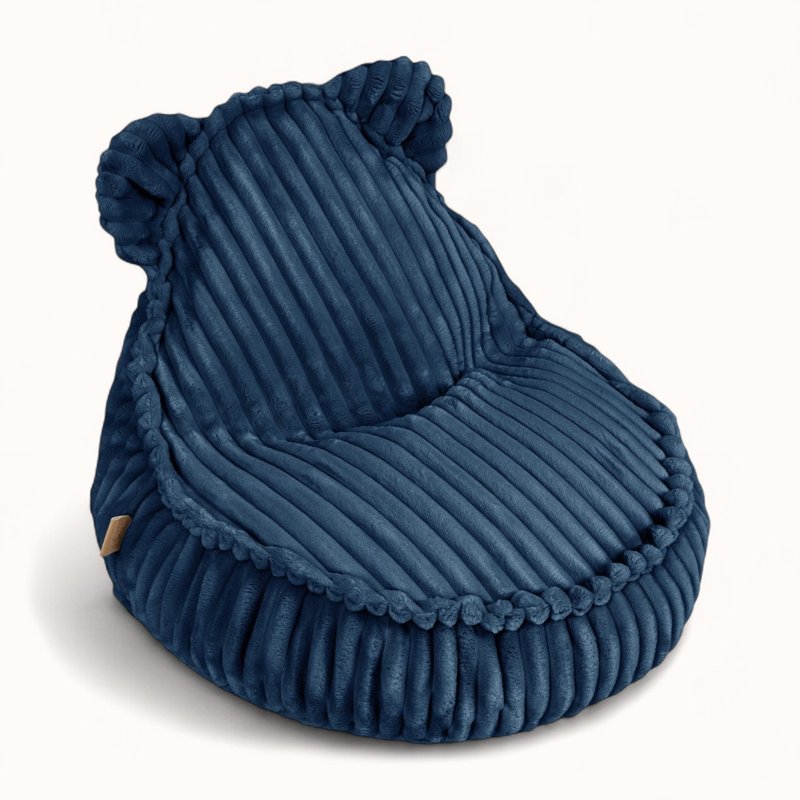 Pouf Peluche pour Enfant en Velours Boudoir bleu nuit