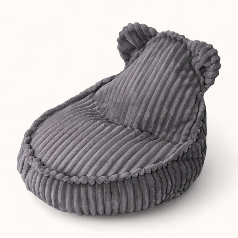 Pouf Peluche pour Enfant en Velours Boudoir gris anthracite