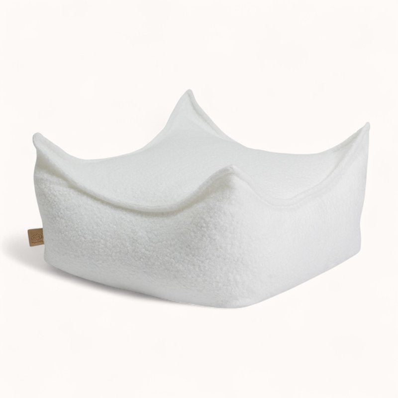 Pouf pour Bébé en Tissu Bouclette blanc