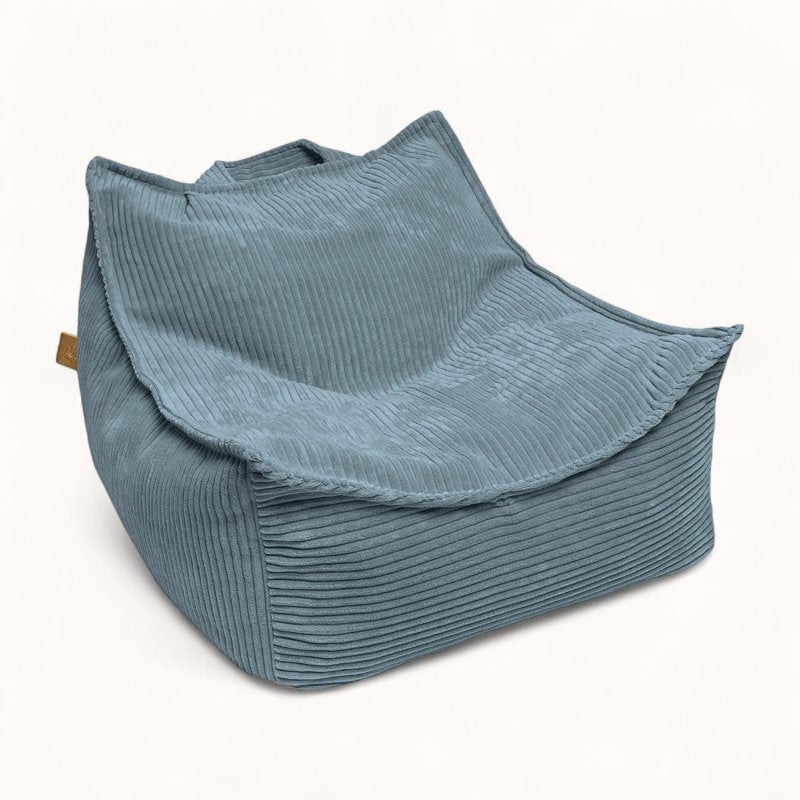 Pouf pour Enfant 10 Ans en Velours Côtelé Bleu