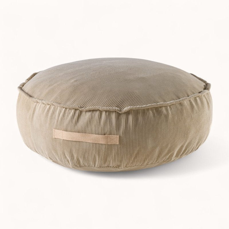 Pouf Rond pour Enfant en Velours Côtelé beige