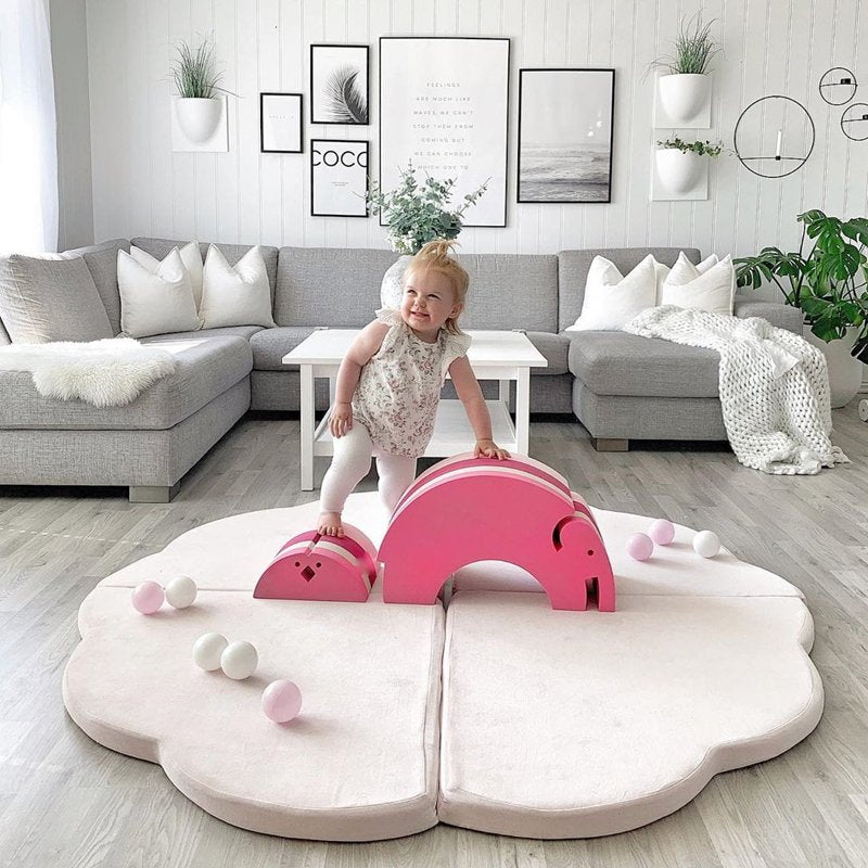 Tapis de Sol Bébé Epais Velours Rose