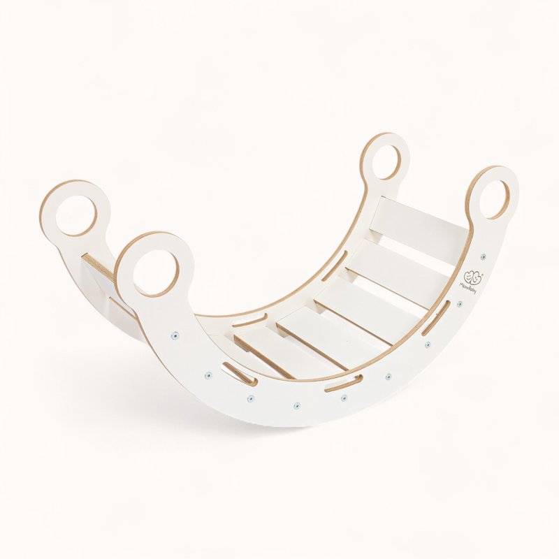 Arche d'Escalade Montessori Blanche avec Rampe Beige Multifonctions