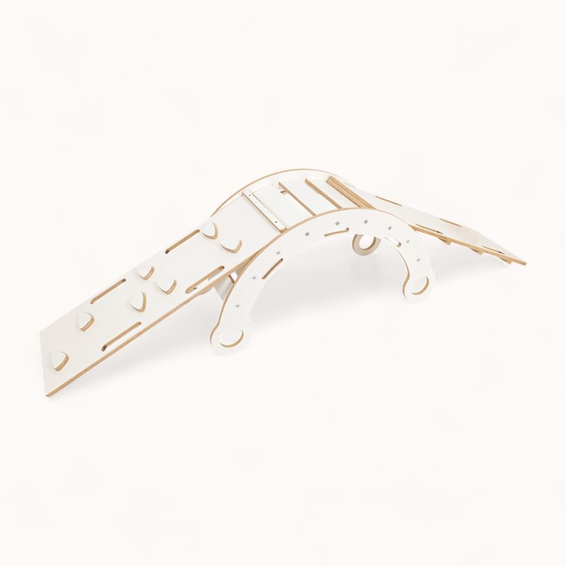 Arche d'Escalade Montessori Blanche avec Rampe Beige Multifonctions