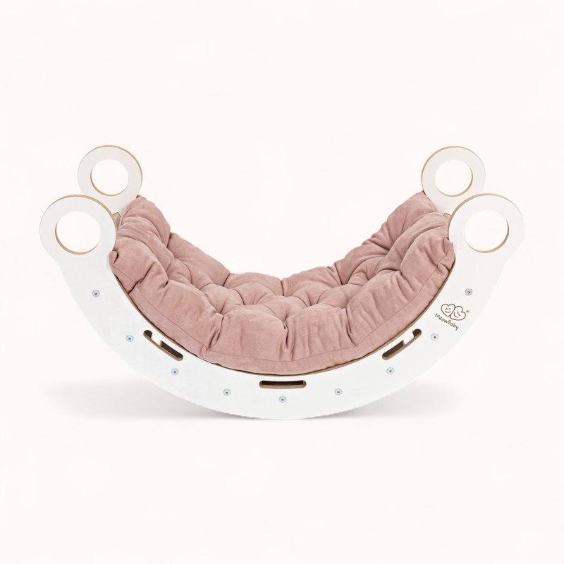 Arche d'Escalade Montessori Blanche avec Rampe Rose Multifonctions