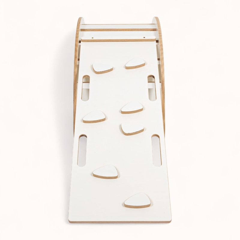Arche d'Escalade Montessori Blanche avec Rampe Rose Multifonctions