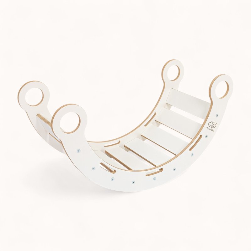 Arche d'Escalade Montessori Blanche avec Rampe Rose Multifonctions