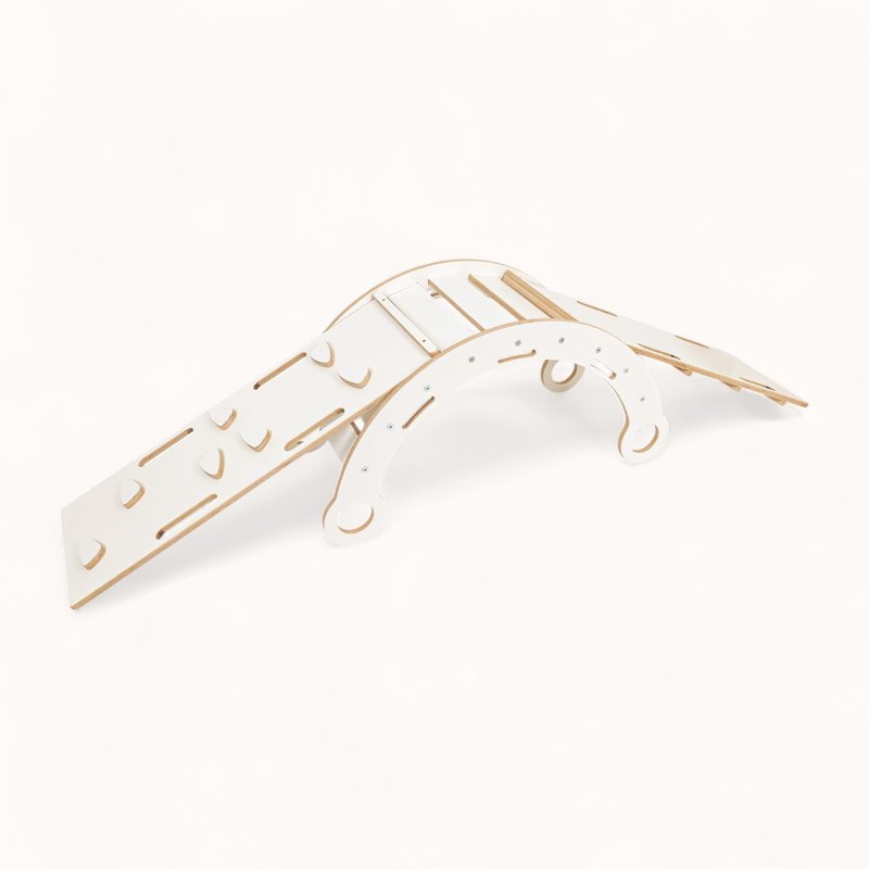 Arche d'Escalade Montessori Blanche avec Rampe Rose Multifonctions