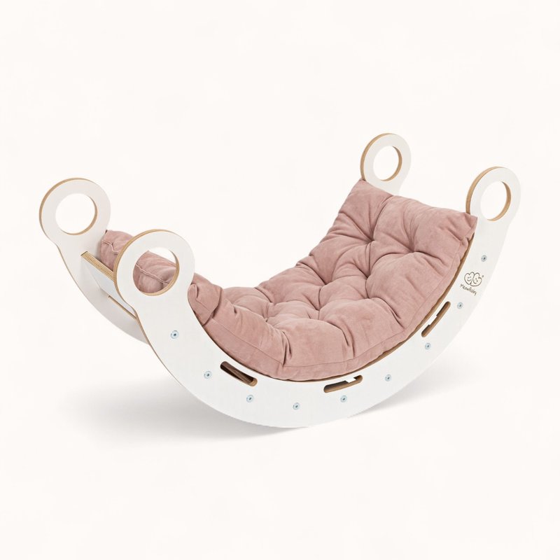 Arche d'Escalade Montessori Blanche avec Rampe Rose Multifonctions