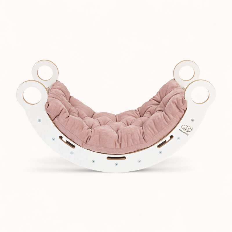 Arche d'Escalade Montessori Blanche Coussin Rose