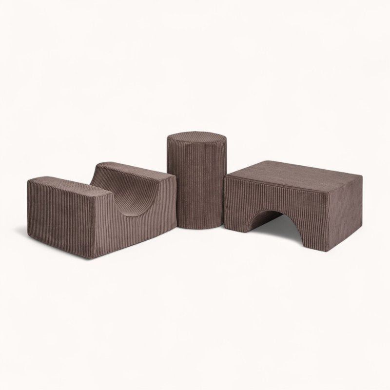 bloc de motricité bébé en velours côtelé marron